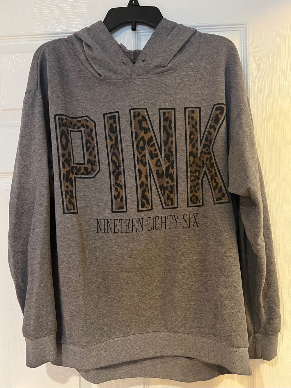 PINK Victoria's Secret Grey Hoodie with Leopard Logo